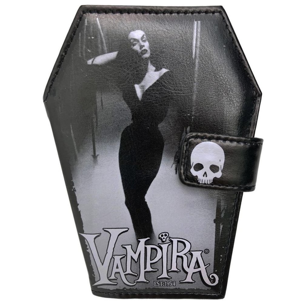 Vampira in Mist Black Vegan Leather Bifold Wallet w/Chain Hole NWT